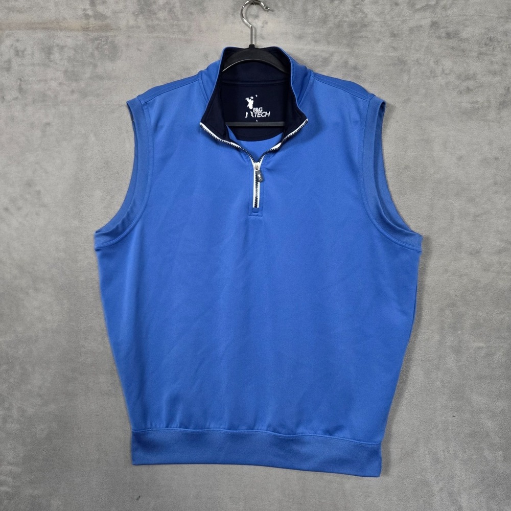 Fairway Greene Performance Tech Vest Mens Large Blue Golf 1/4 Zip Stretch